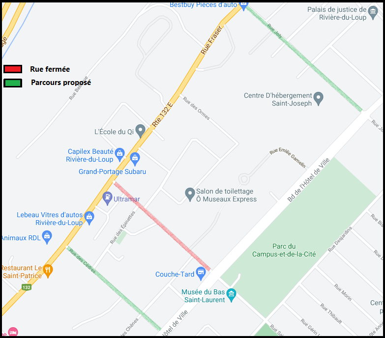 Entrave de la rue St-Pierre pour la semaine du 9 août